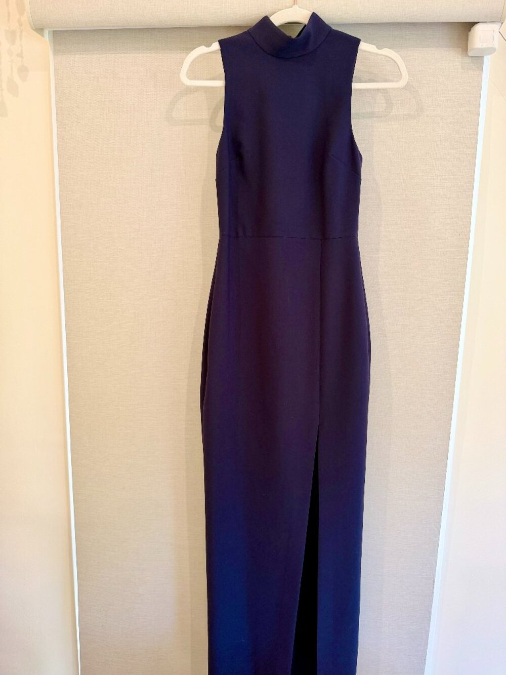 LIKELY Navy High Neck Open Back Maxi Dress Gown Size 0